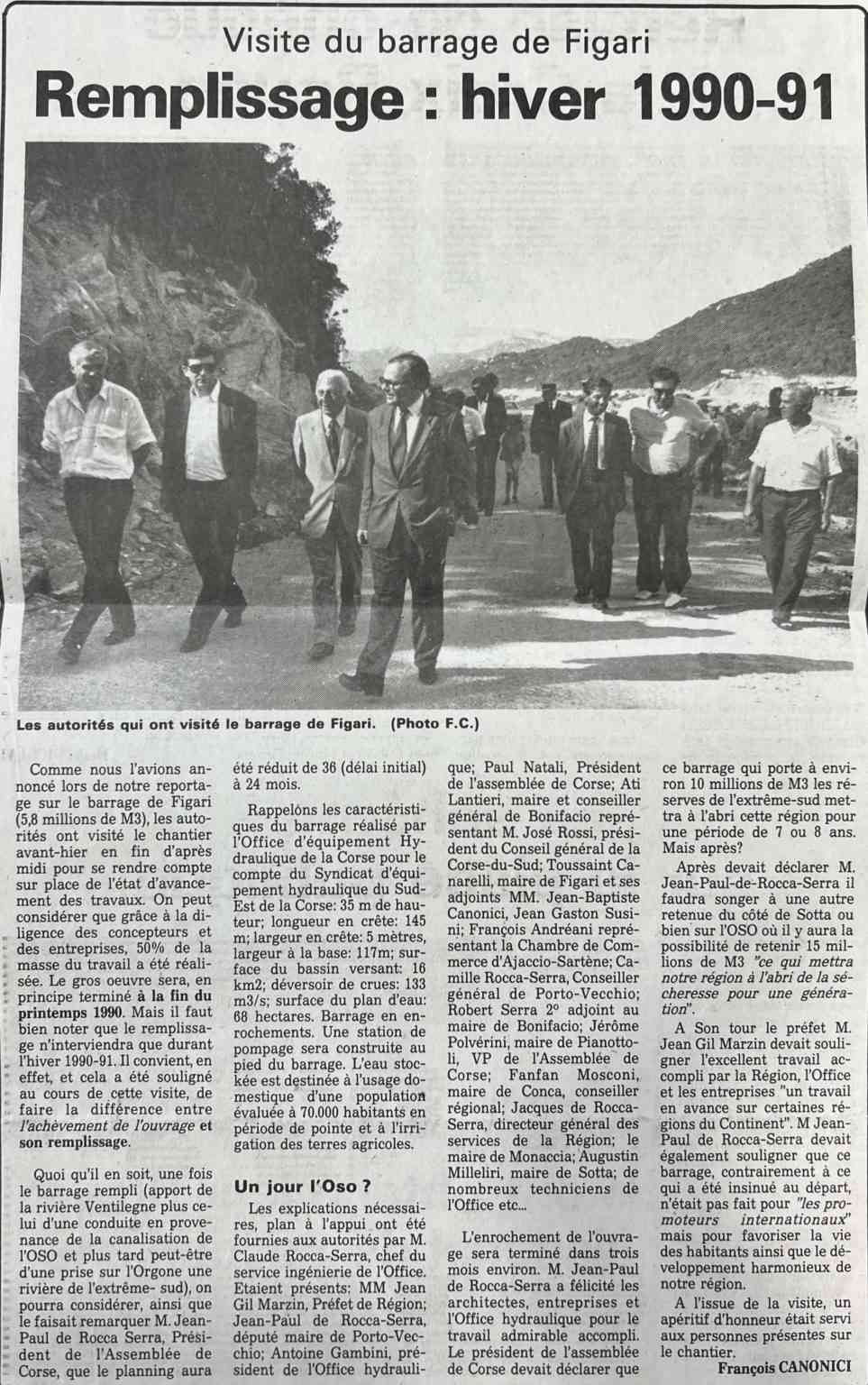 Création du Barrage de Talza Cumuna di Figari